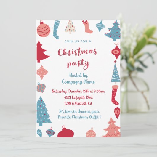Unternehmen Weihnachten Party Einladen Niedlichen Einladung (Stehend Vorderseite)