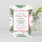 Unternehmen Weihnachten Party Elegante Evergreen Einladung (Stehend Vorderseite)