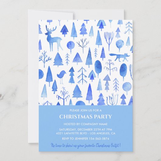 Unternehmen Weihnachten Party Schönes Aquarell Einladung (Vorderseite)