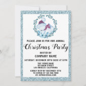 Unternehmen Weihnachts-Party Wreath Light Blue Gli Einladung (Vorderseite)