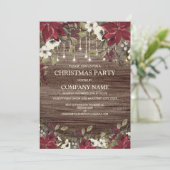 Unternehmen Weihnachtsfest Party Rustic Wood Red P Einladung (Stehend Vorderseite)