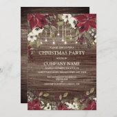 Unternehmen Weihnachtsfest Party Rustic Wood Red P Einladung (Vorne/Hinten)