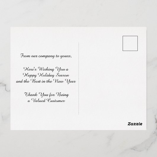 Unternehmensgeschäft Folien Feiertagspostkarte (Rückseite)