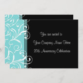 Unternehmensjahrestags-Party Einladungen aquamarin (Vorne/Hinten)