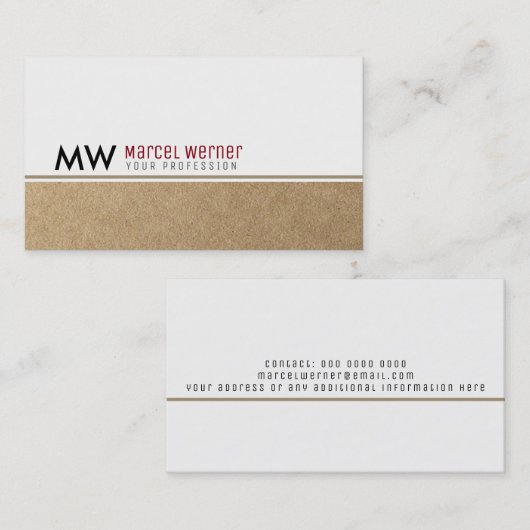 Unternehmensklassisch weiß / Imitate Kraftmonogram Visitenkarte (Vorne/Hinten)