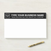 Unternehmensmarke auf schwarzer Führungsebene für  Post-it Klebezettel (Auf Schreibtisch)