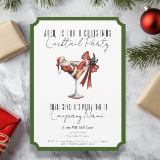 Unternehmensminimalistischer Santa-Cocktail-Weihna Einladung