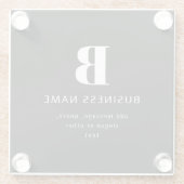 Unternehmensname, Monogramm und zusätzlicher Text Glasuntersetzer (Rückseite)