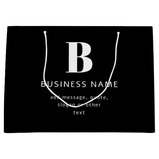 Unternehmensname, Monogramm und zusätzlicher Text Große Geschenktüte (Vorderseite)