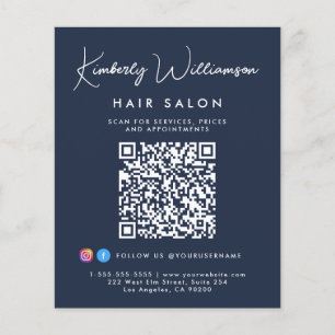 Unternehmensname Unterschrift Schrift QR-Code Blau Flyer