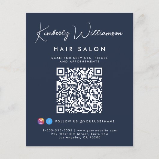 Unternehmensname Unterschrift Schrift QR-Code Blau Flyer (Vorne)