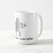 Unternehmensroboter-Liebe-Kaffee, Retro Vintager Kaffeetasse (VorderseiteRechts)