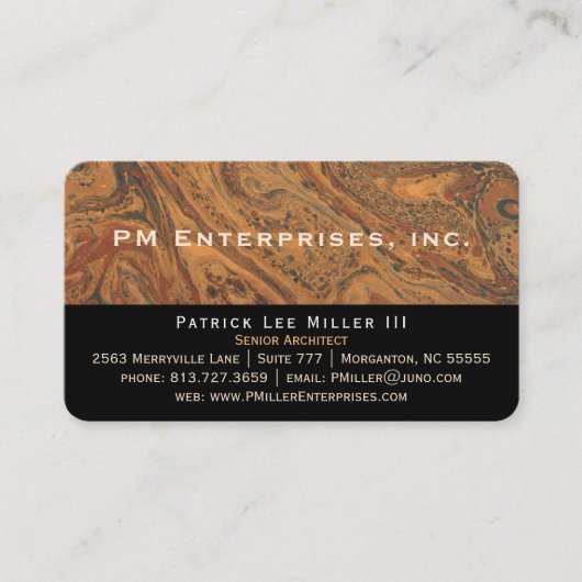 Unternehmensschwarze MarmorierungVisitenkarten Visitenkarte (Vorderseite)