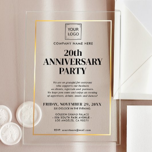 UNTERNEHMENSUNTERNEHMEN LOGO EVENT GOLD BLACK ACRYLEINLADUNGEN