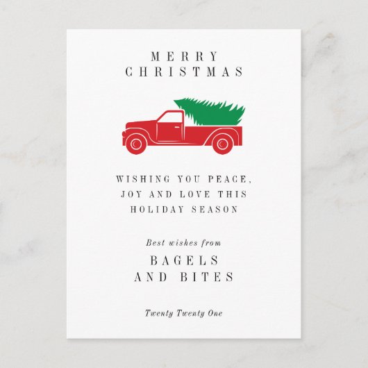 UNTERNEHMENSURLAUB | Weihnachtsbaum Truck Postkarte (Vorderseite)