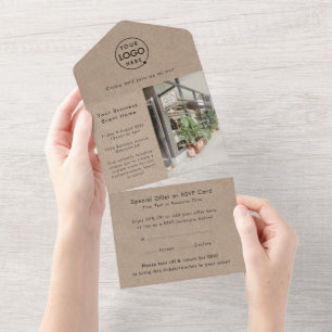 Unternehmensveranstaltung   Rustic Kraft Logo Foto All In One Einladung