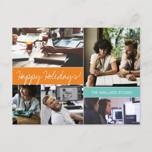 Unternehmensverbindung: Moderner Orange- und Aquam Postkarte (Vorderseite)