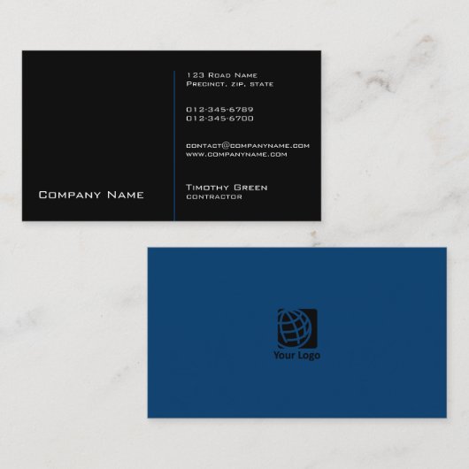 Unternehmer Baugewerbe Qualifikationen Black Visitenkarte (Vorne/Hinten)