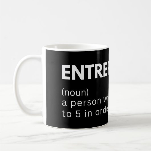 Unternehmer einer Person, die ihre 9 bis 5 im oder Kaffeetasse (Links)