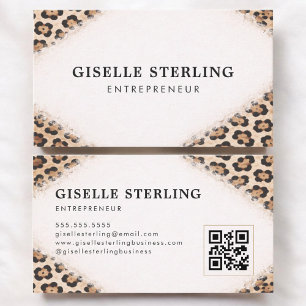 Unternehmer Gepard Leopardendruck QR-Code Visitenkarte
