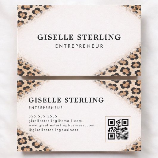 Unternehmer Gepard Leopardendruck QR-Code Visitenkarte