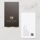 Unternehmer Gold Globe Icon gebürstetes Metall Visitenkarte (Vorne/Hinten)