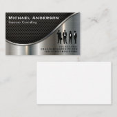 Unternehmer | Metallic Silber | Schwarzes Mesh Visitenkarte (Vorne/Hinten)