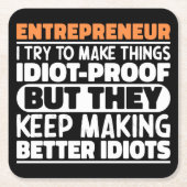 Unternehmerin Ich versuche, Dinge zu machen Lustig Rechteckiger Pappuntersetzer (Vorderseite)