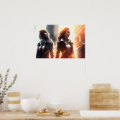 Unternehmerinnen in einer Stadt der Zukunft Poster (Küche)