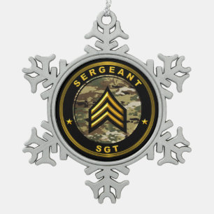 Unteroffizier SGT Schneeflocken Zinn-Ornament