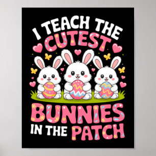 Unterrichte die süßesten Kaninchen auf dem Osterfl Poster