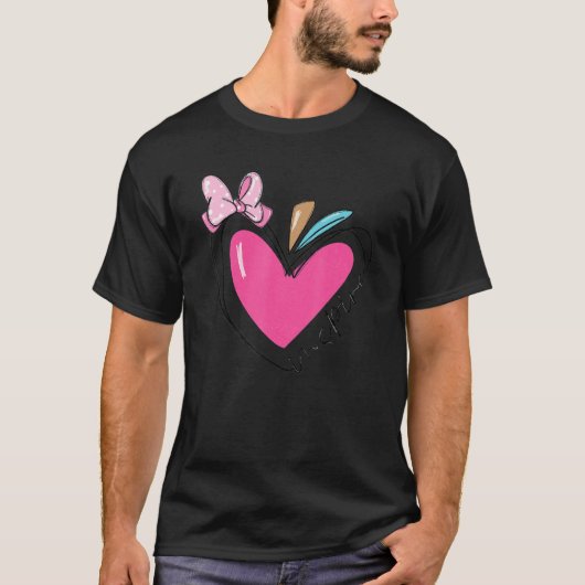 Unterrichten ist meine Valentine Pink Heart Liebe T-Shirt (Vorderseite)