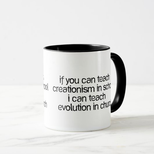 Unterrichten Sie Evolution in der Kirche Tasse (VorderseiteRechts)