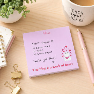 Unterrichten von rosa Herzen Post-it Klebezettel