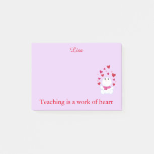 Unterrichten von rosa Herzen Post-it Klebezettel