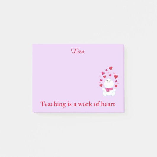 Unterrichten von rosa Herzen Post-it Klebezettel (Vorderseite)