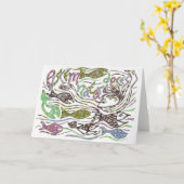 Unterrichtende Fische des lateinischen Zitats zum Karte (Gelbe Blume)