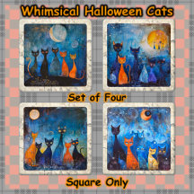 UNTERSATZ-SET (4) - Whimsical Halloween-Katzen