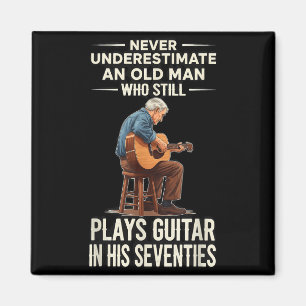 Unterschätze alter Mann spielt Gitarre 70er lustig Magnet