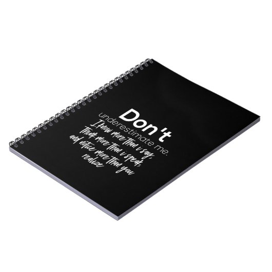 Unterschätze mich nicht notizblock (Linke Seite)