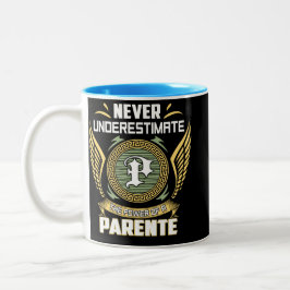 Unterschätze niemals die Macht eines Parente Zweifarbige Tasse