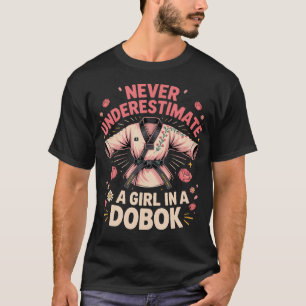 Unterschätze niemals ein Mädchen in einem Dobok T-Shirt