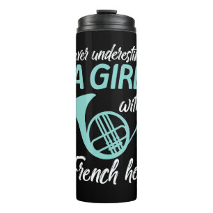 Unterschätze niemals ein Mädchen mit einer französ Thermosbecher