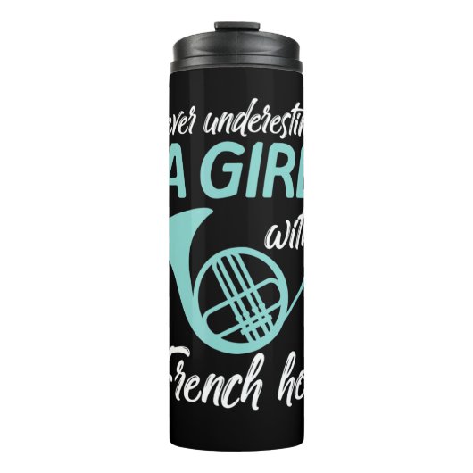 Unterschätze niemals ein Mädchen mit einer französ Thermosbecher (Vorderseite)