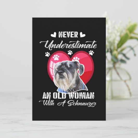 Unterschätze niemals eine alte Frau mit Schnauzer Dankeskarte (Stehend Vorderseite)
