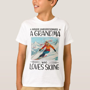 Unterschätze niemals eine Oma, die Skifahren liebt T-Shirt