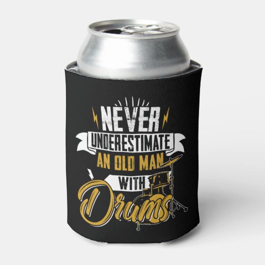 Unterschätze niemals einen alten Mann mit Trommeln Dosenkühler (Kanne Vorderseite)