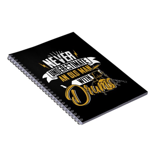 Unterschätze niemals einen alten Mann mit Trommeln Notizblock (Rechte Seite)