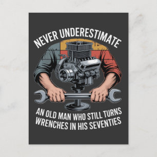 Unterschätze niemals einen Mann, der noch Schraube Feiertagspostkarte