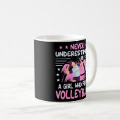 Unterschätzen Sie nie ein Mädchen, das Volleyball Kaffeetasse (VorderseiteRechts)